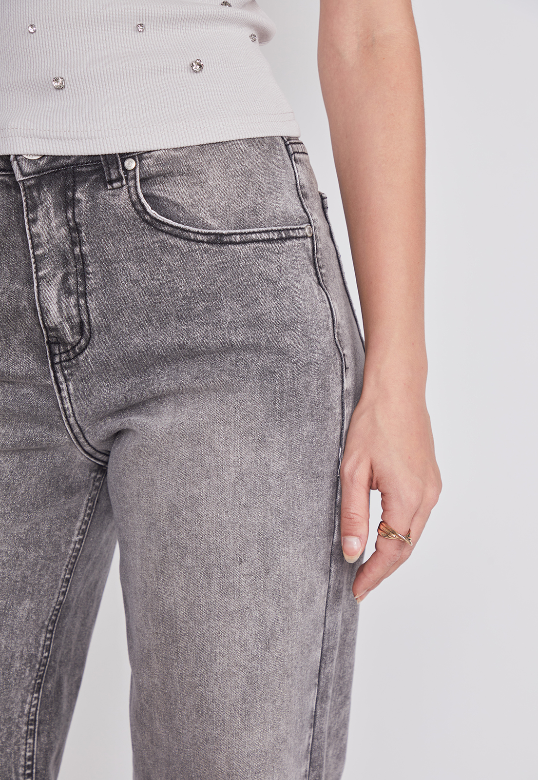 Jeans Mujer Wide Leg Gris Sioux 3