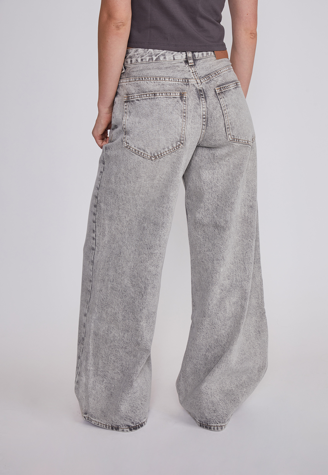 Jeans Mujer Wide Leg Desgastado Gris Sioux 4