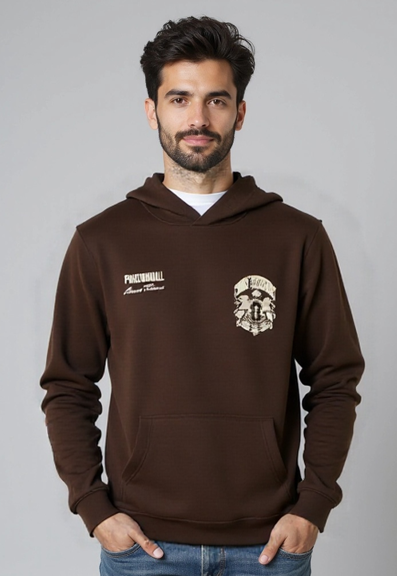 Polerón Hombre Con Gorro Café Sioux 1