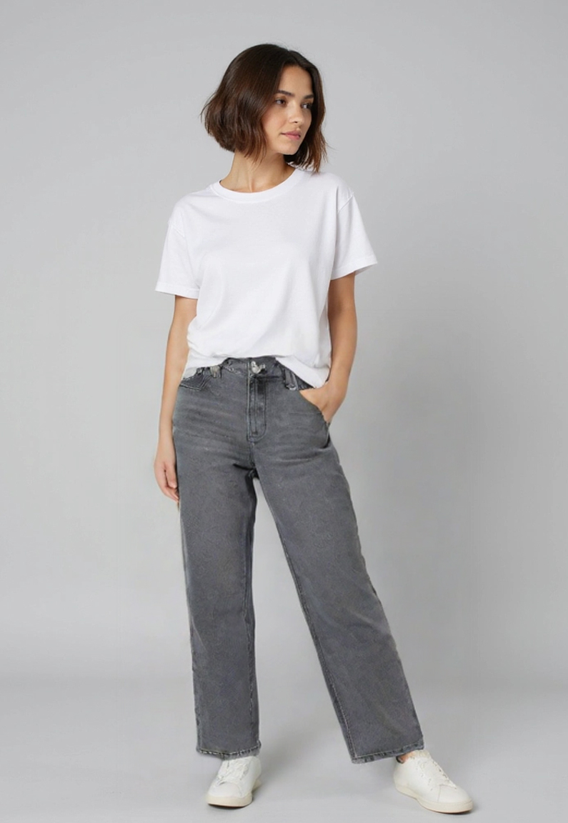 Jeans Mujer Straight Gris Sioux 2