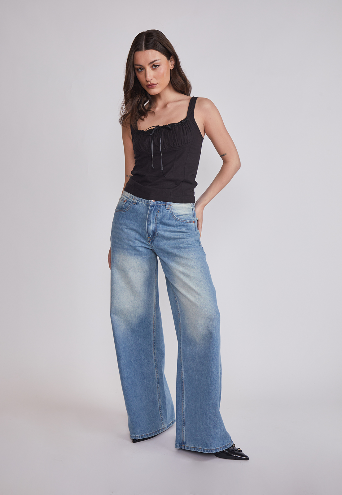 Blusa Mujer Estilo Corset Negro Sioux 4