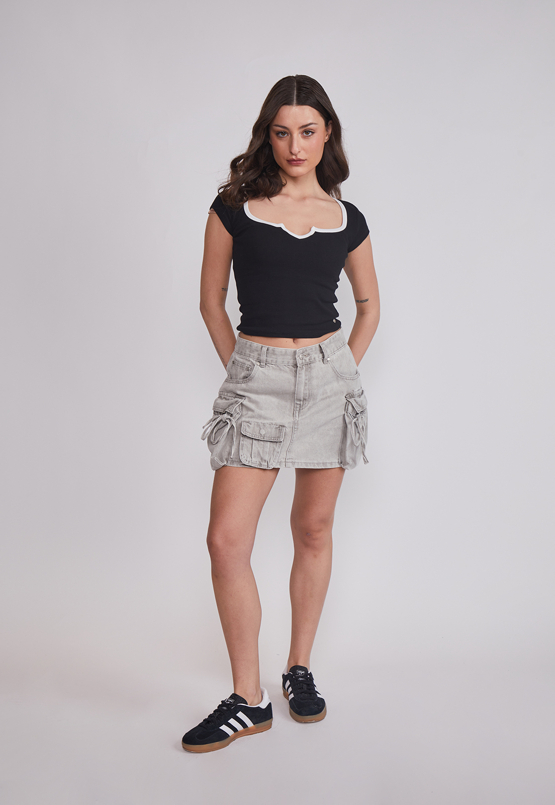 Polera Mujer Escote Contraste Negro Sioux 5