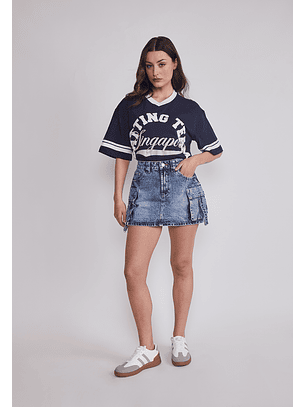 Falda Mujer Denim Cargo Celeste Sioux