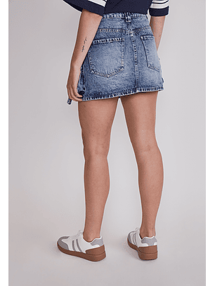 Falda Mujer Denim Cargo Celeste Sioux