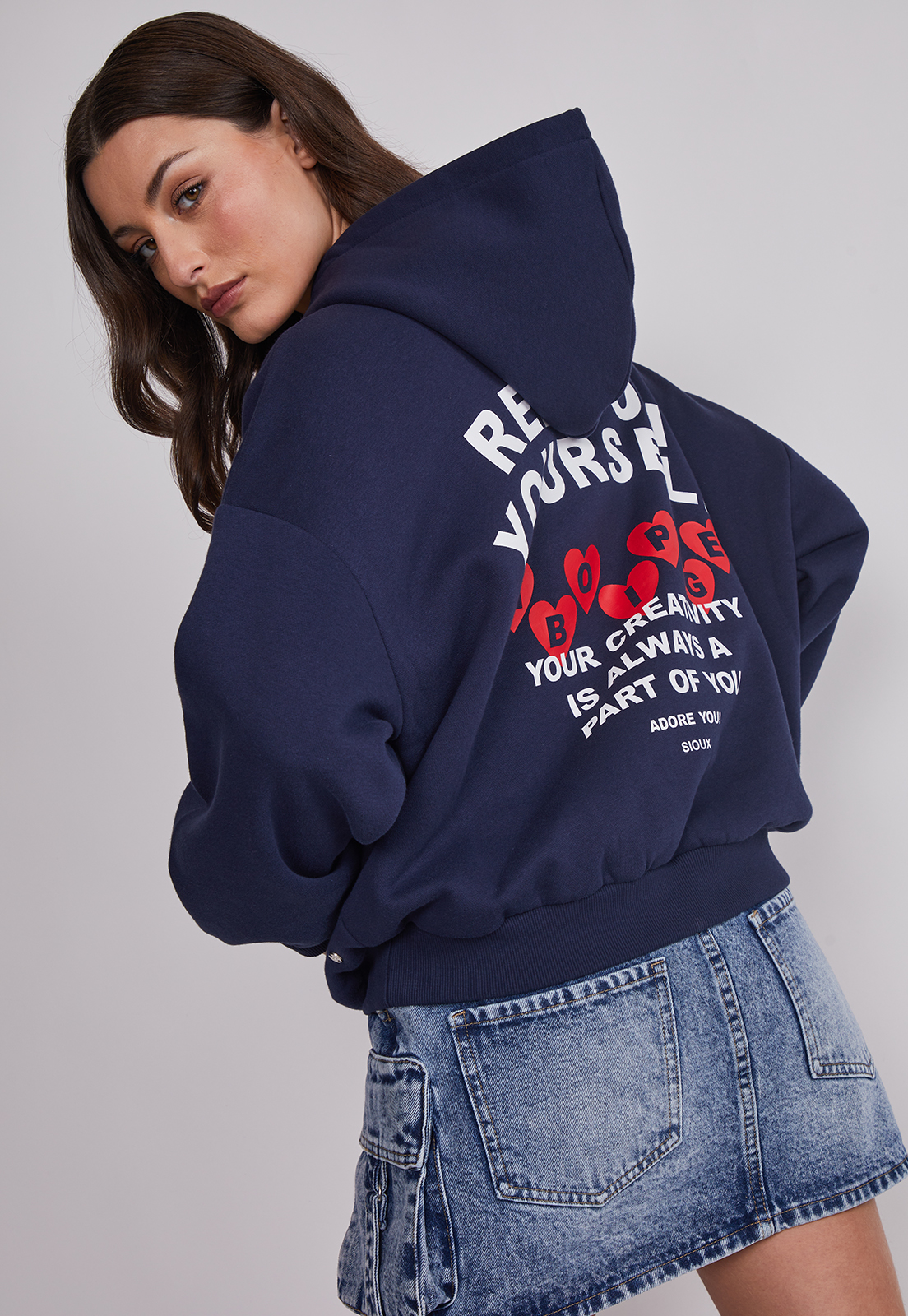 Polerón Mujer Estampado Espalda Azul Sioux 3