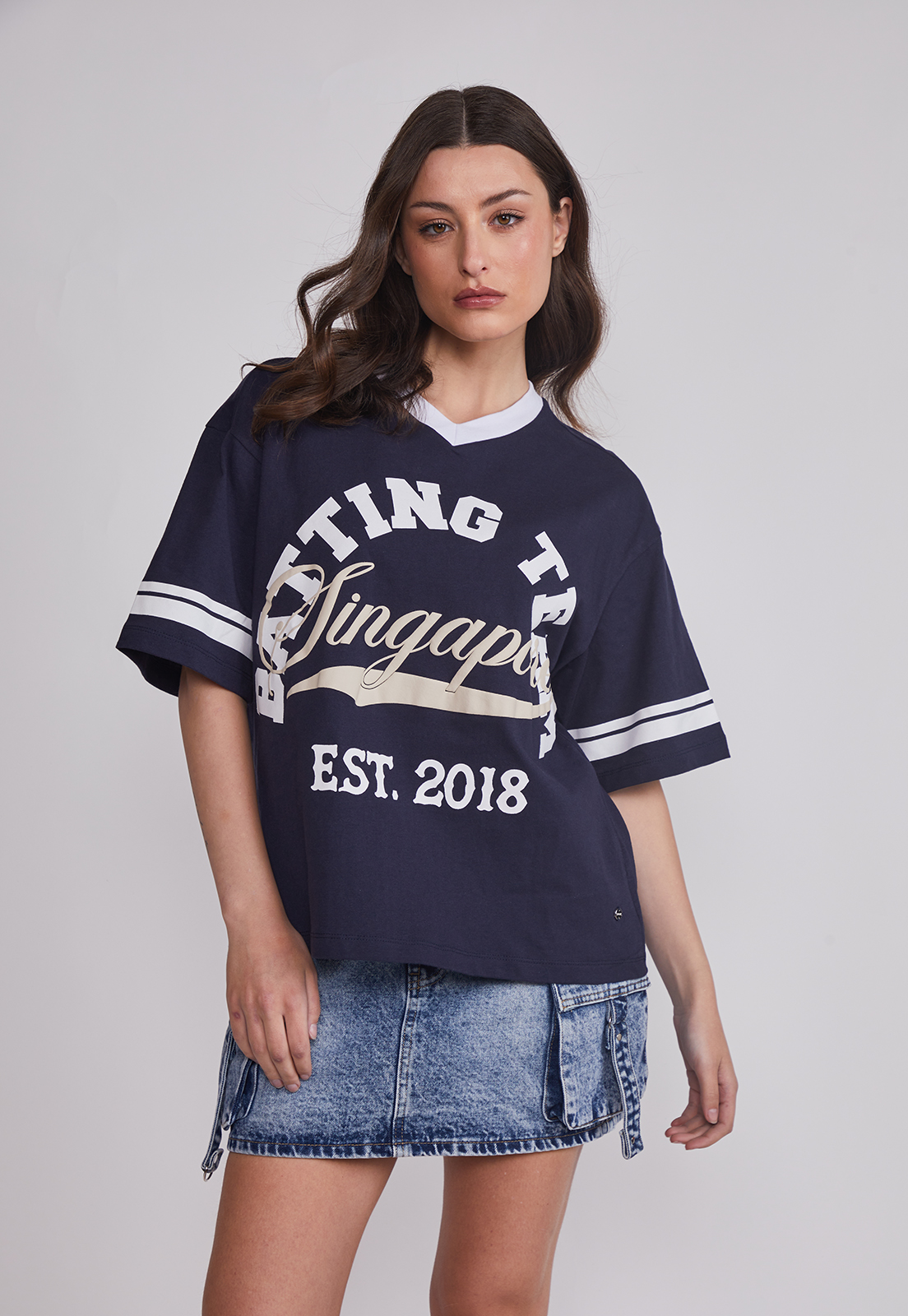 Polera Mujer Oversize Deportiva Azul Sioux 1