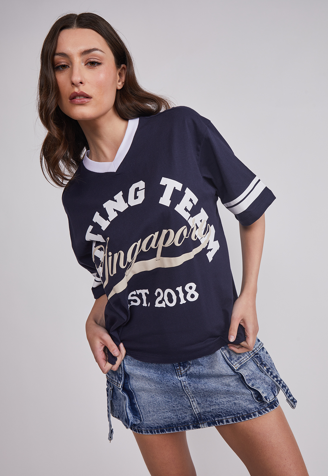 Polera Mujer Oversize Deportiva Azul Sioux 4