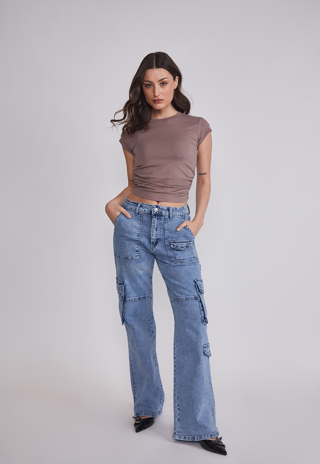 Polera Mujer Recogido Costados Café Sioux 3