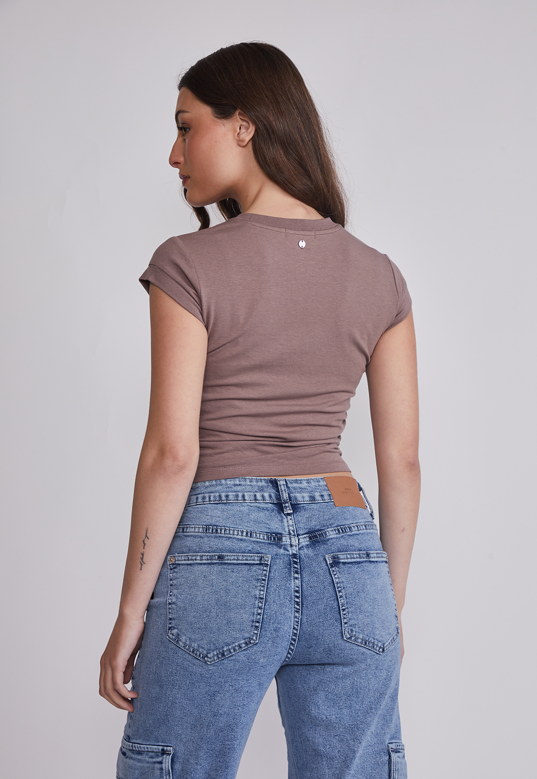 Polera Mujer Recogido Costados Café Sioux 2