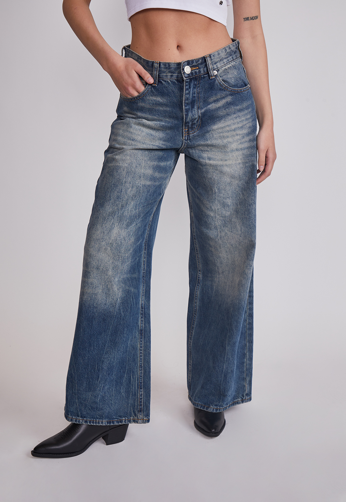 Jeans Mujer Extra Wide Leg Lavado Azul Sioux 1
