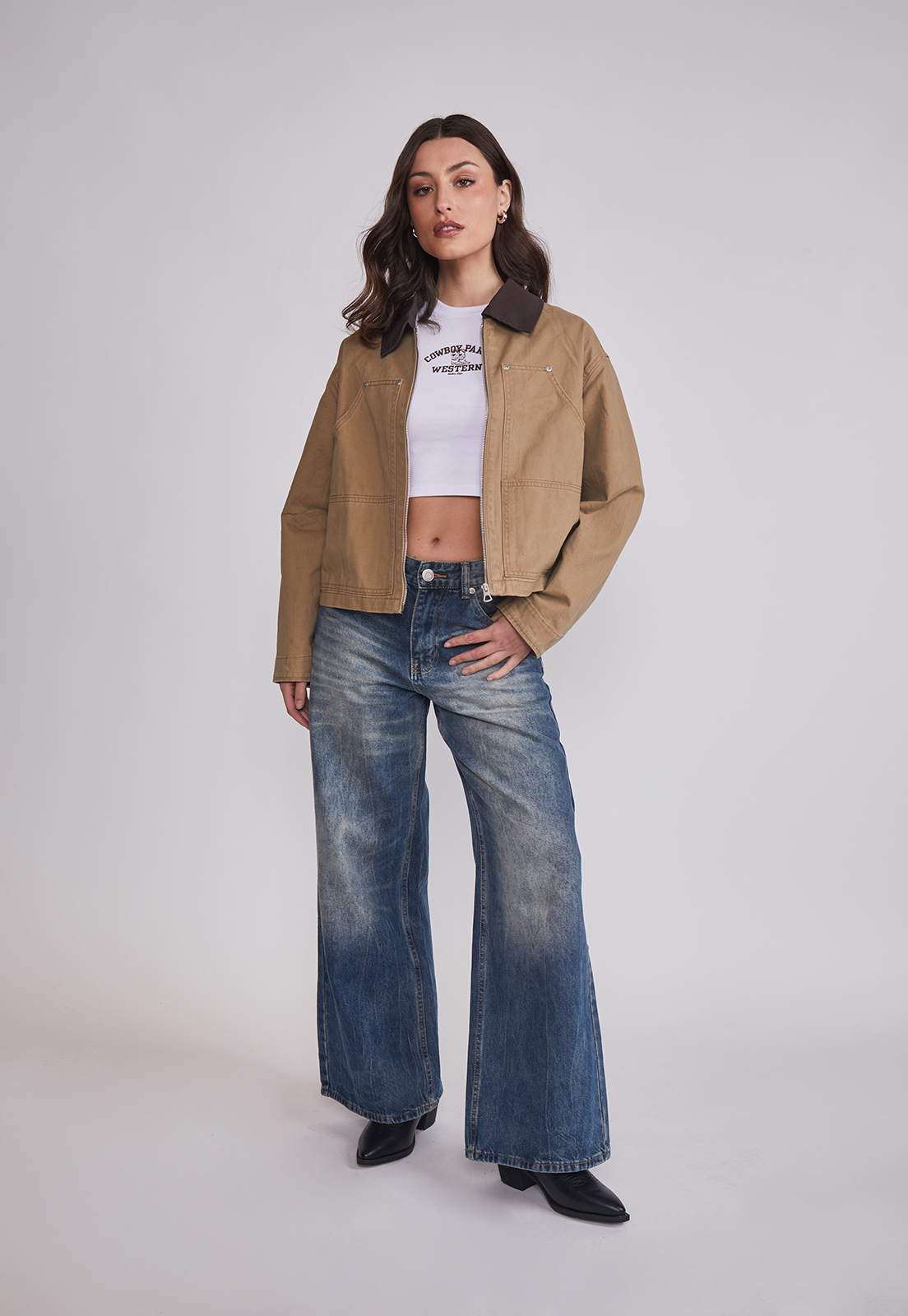 Chaqueta Mujer Cuello Contraste Café Sioux 5