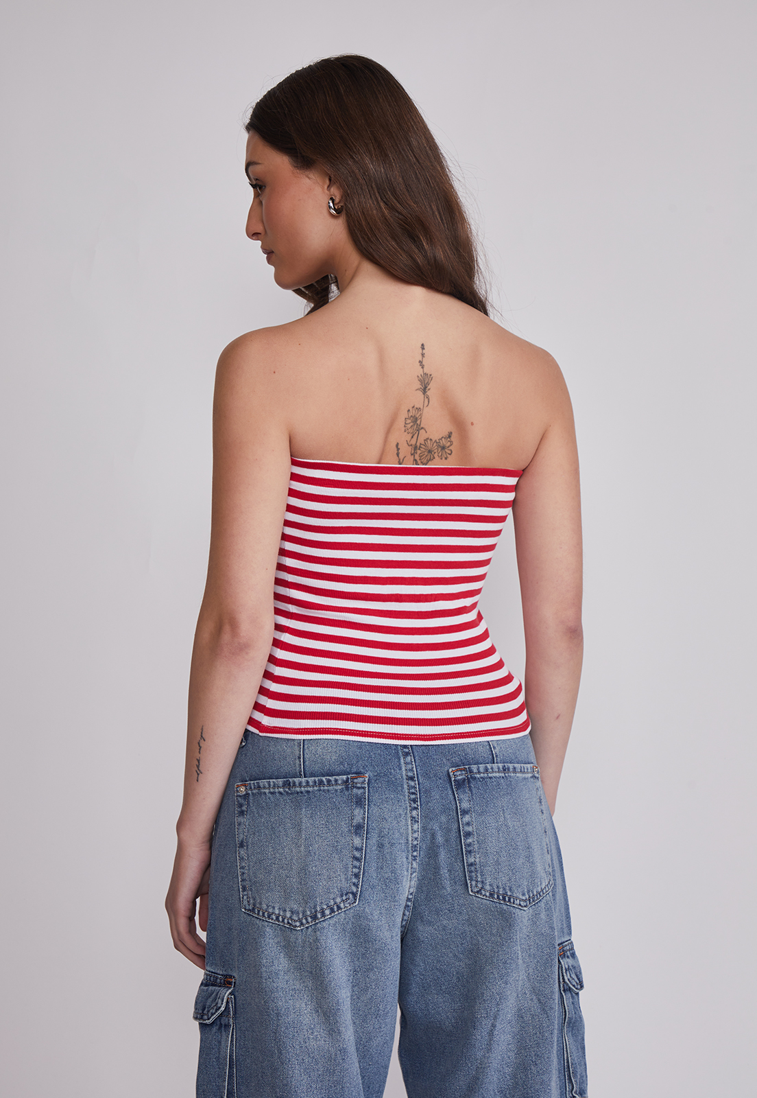 Peto Mujer Strapless Listado Rojo Sioux 2