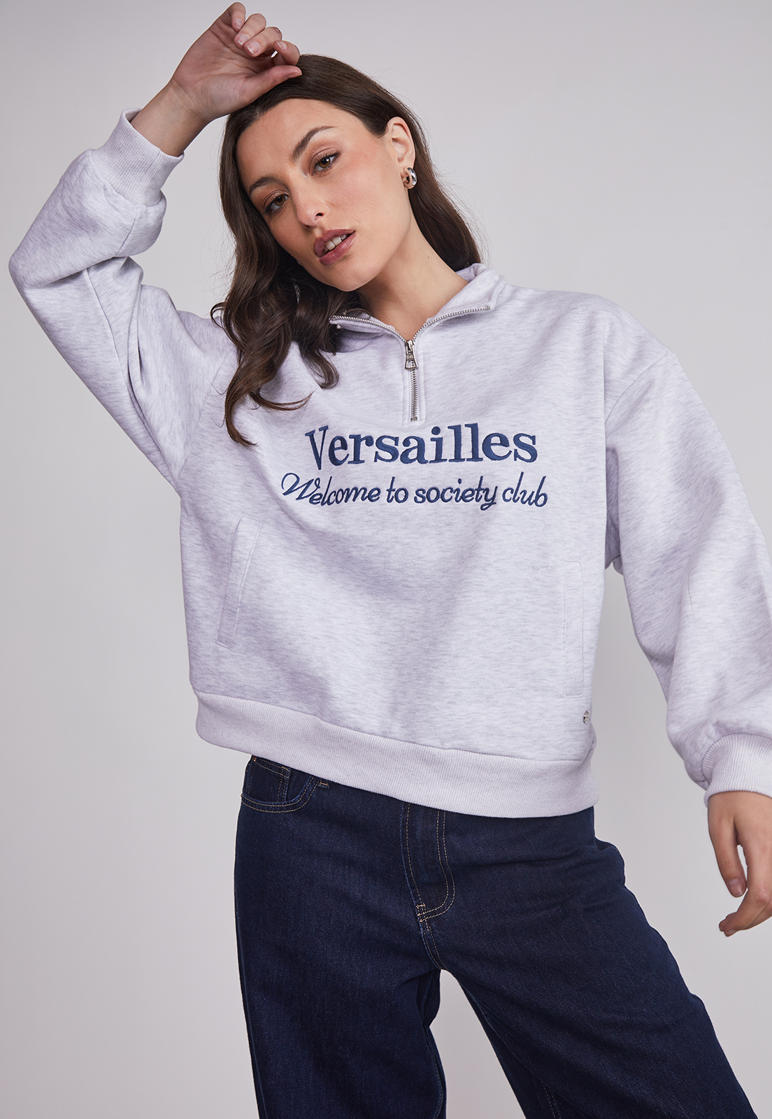 Polerón Mujer Cierre Versalles Gris Sioux 3