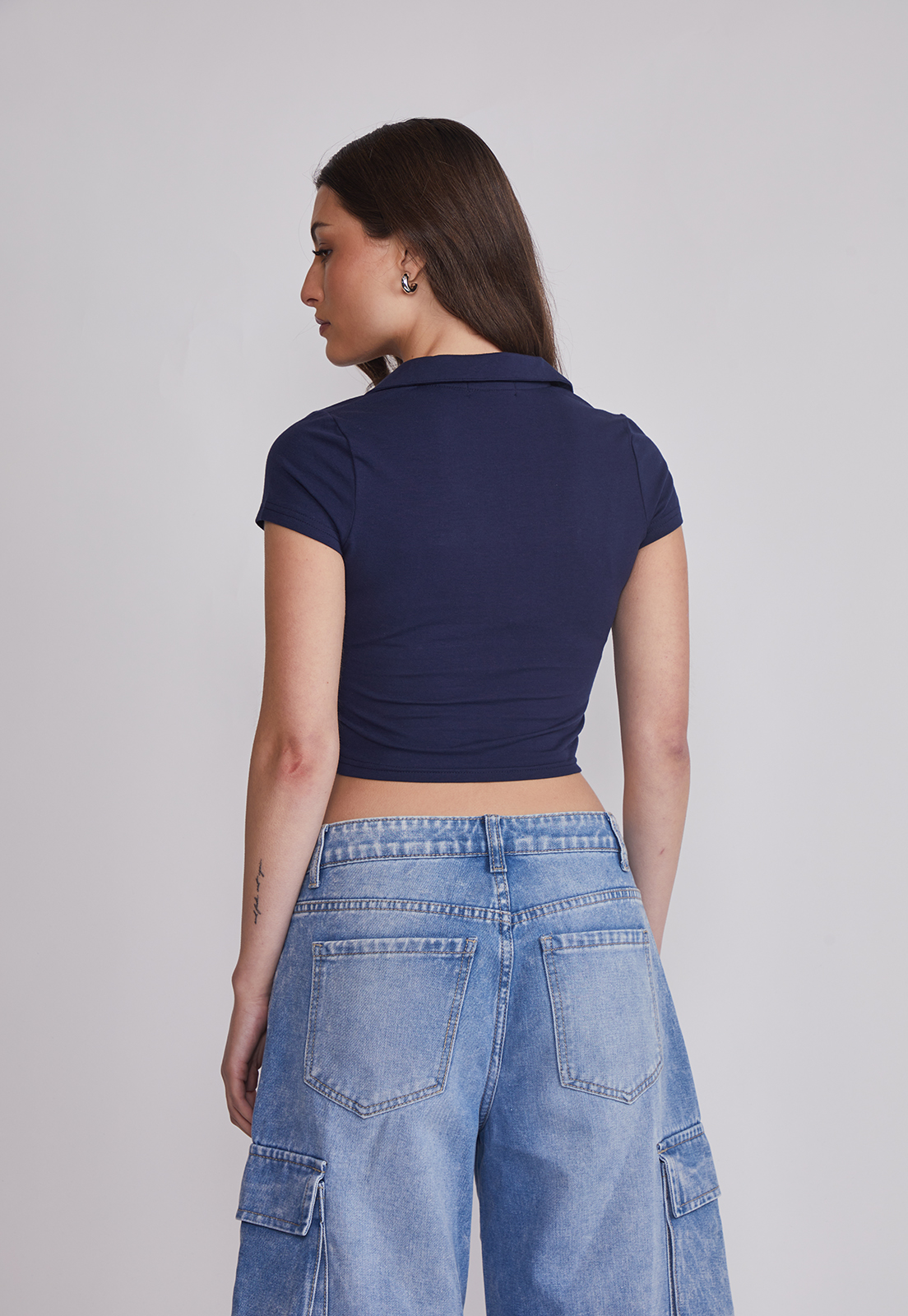 Polera Mujer Cuello Piqué Azul Sioux 2