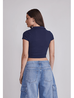 Polera Mujer Cuello Piqué Azul Sioux