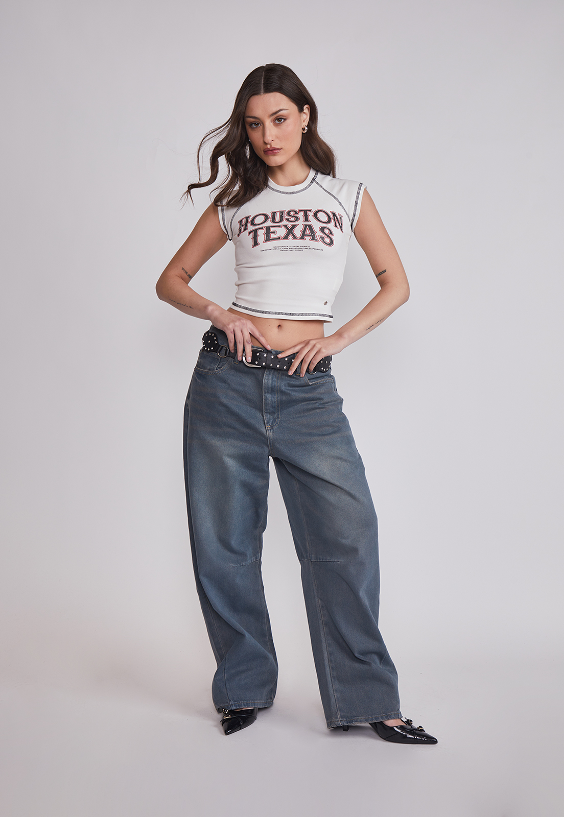 Polera Mujer Costuras Contraste Blanco Sioux 3