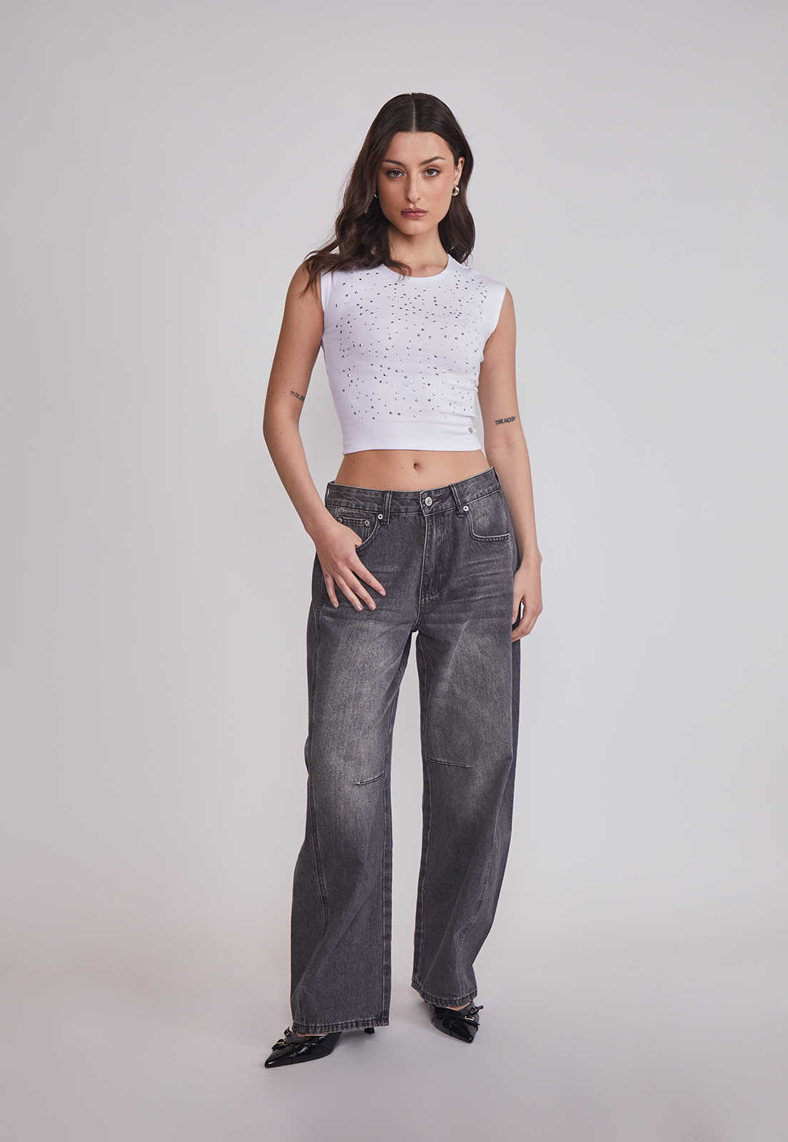 Polera Mujer Strass Delantero Blanco Sioux 3