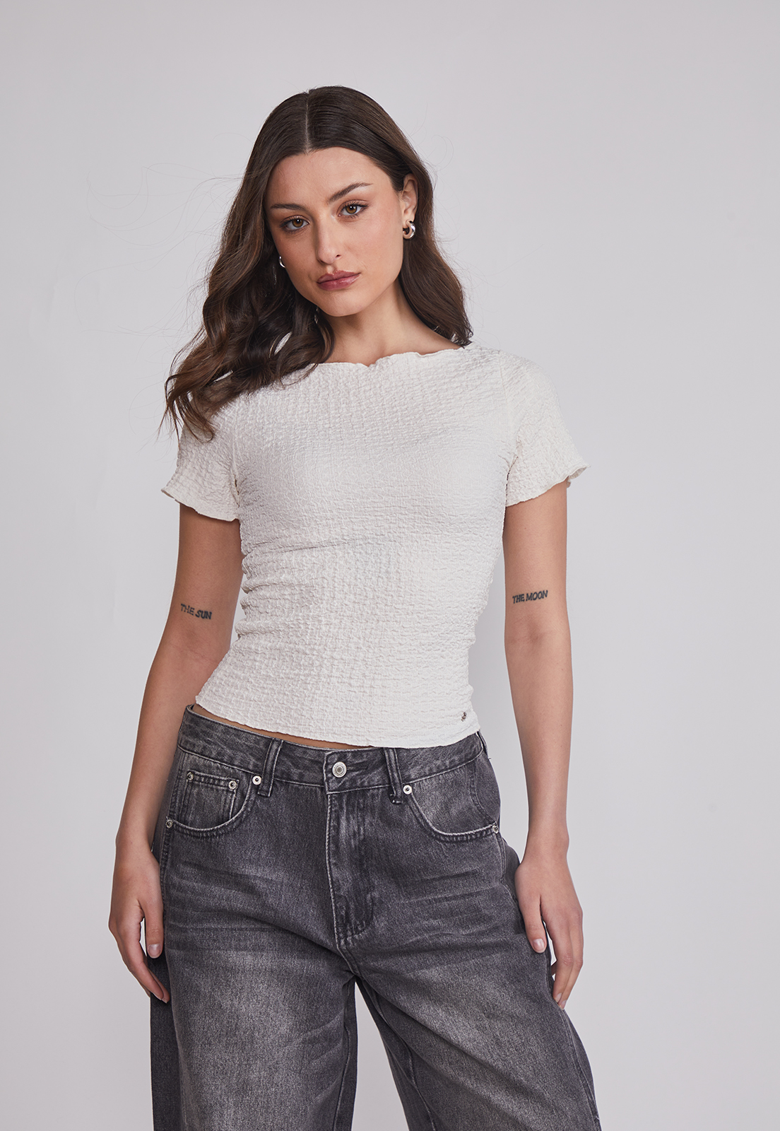 Polera Mujer Texturada Rulet Crudo Sioux 1