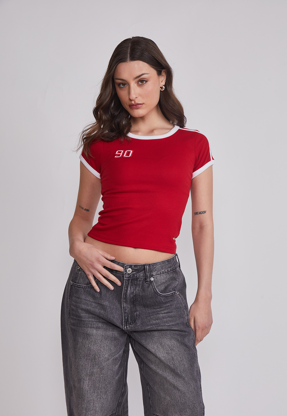 Polera Mujer Baby Tee Numero Rojo Sioux 1