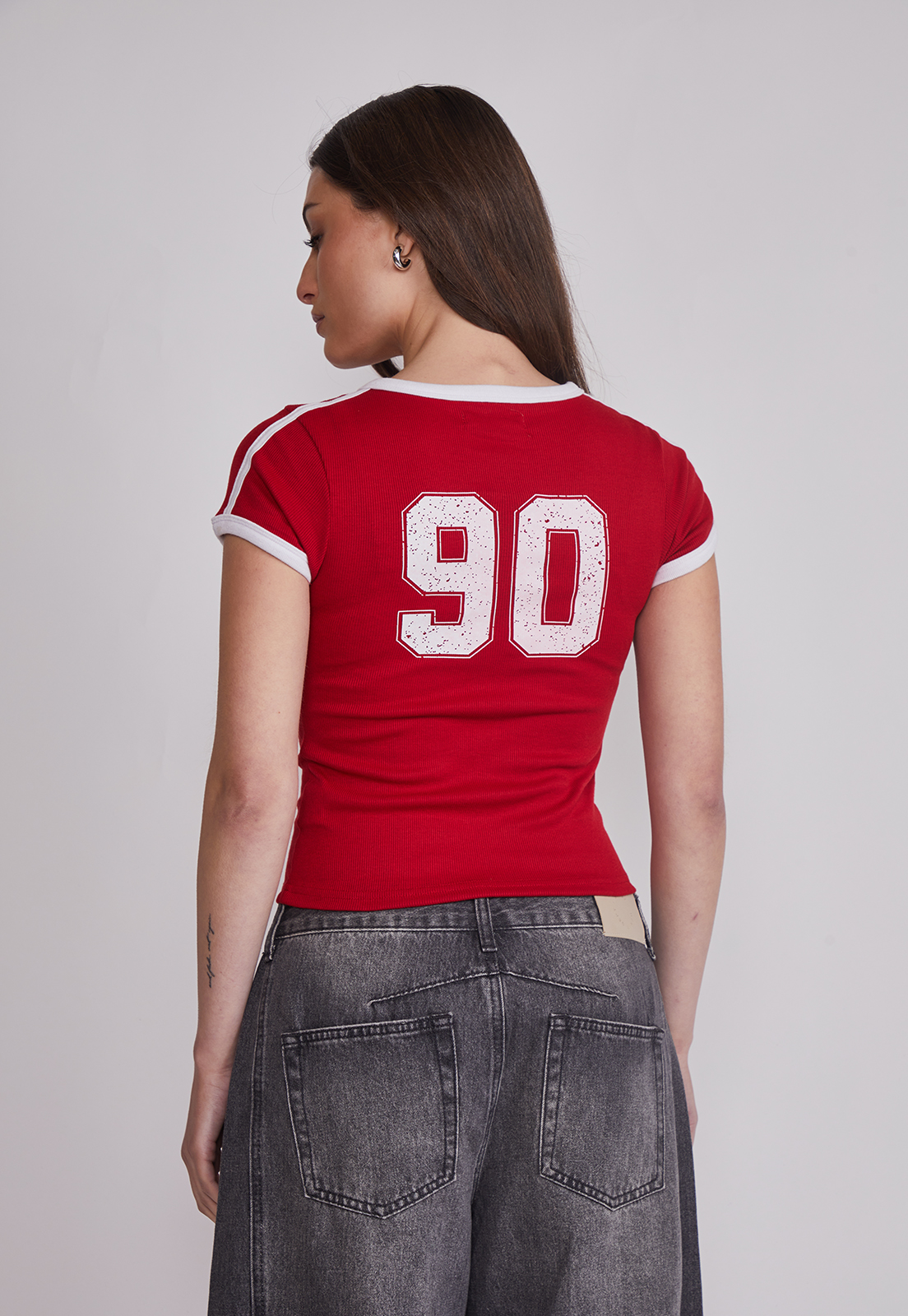 Polera Mujer Baby Tee Numero Rojo Sioux 2