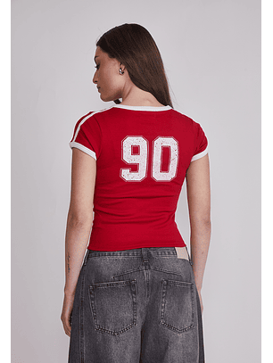 Polera Mujer Baby Tee Numero Rojo Sioux