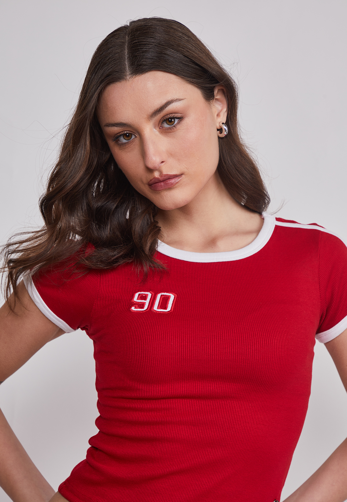Polera Mujer Baby Tee Numero Rojo Sioux 5