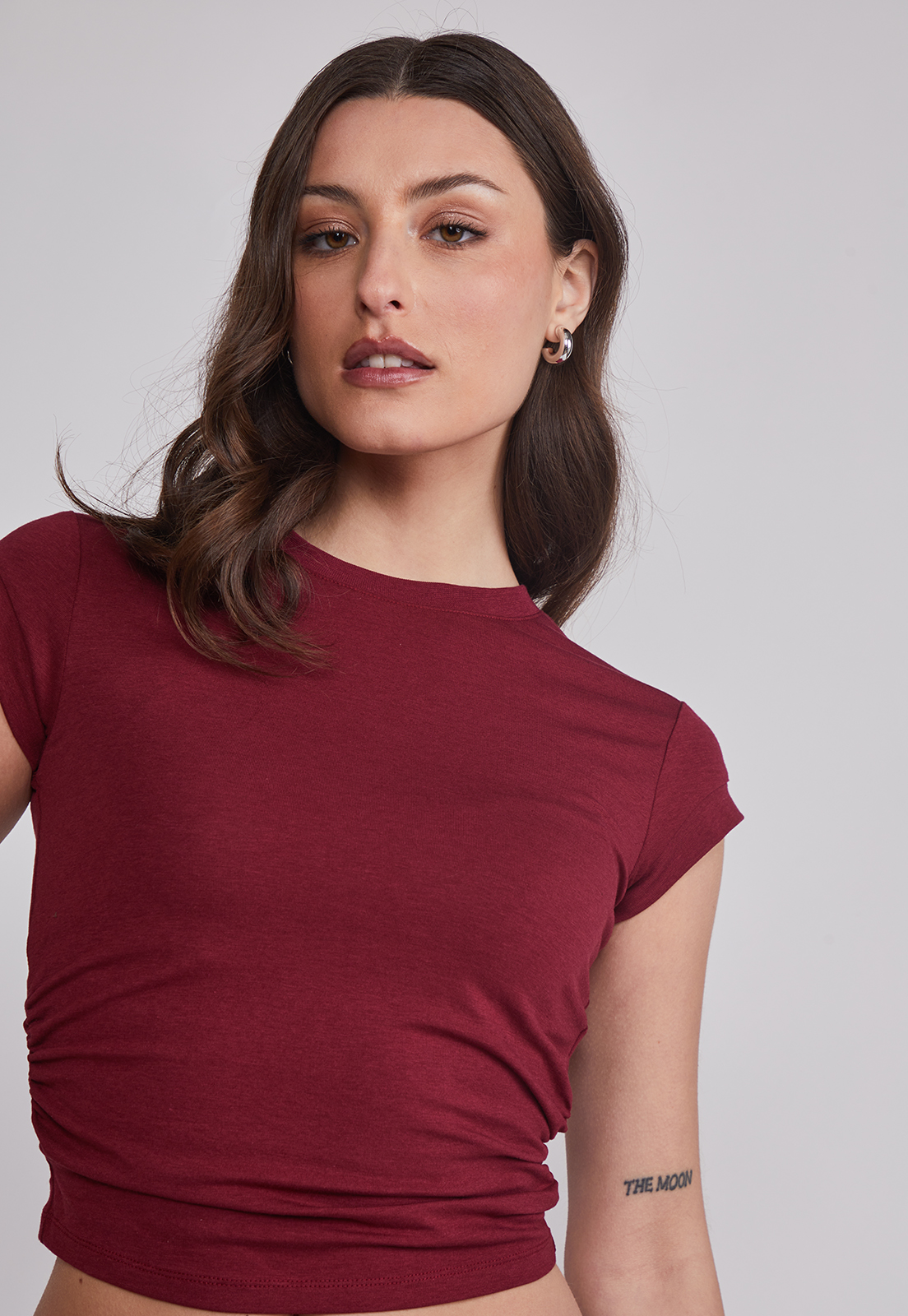 Polera Mujer Recogido Costados Burdeo Sioux 5