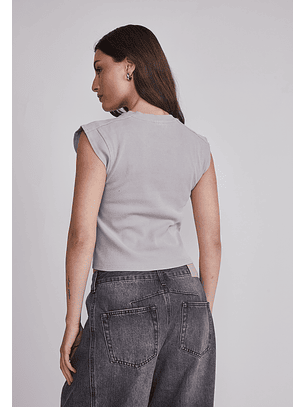 Polera Mujer Tachas Estampado Gris Sioux