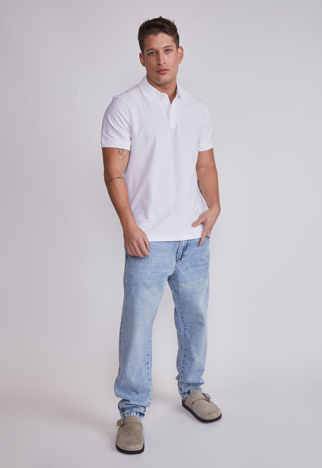 Polera Hombre Piqué Blanco Sioux 5