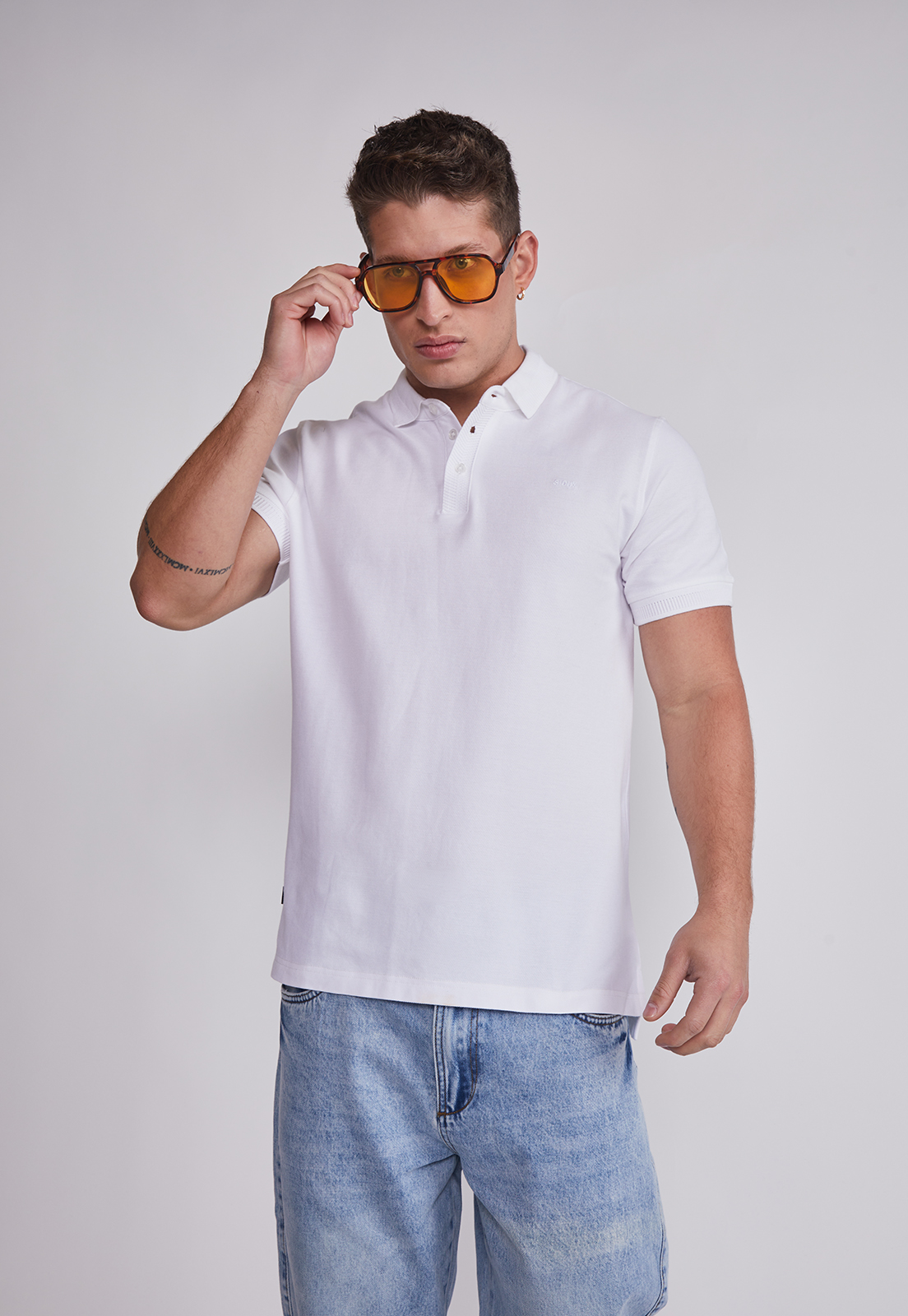 Polera Hombre Piqué Blanco Sioux 3