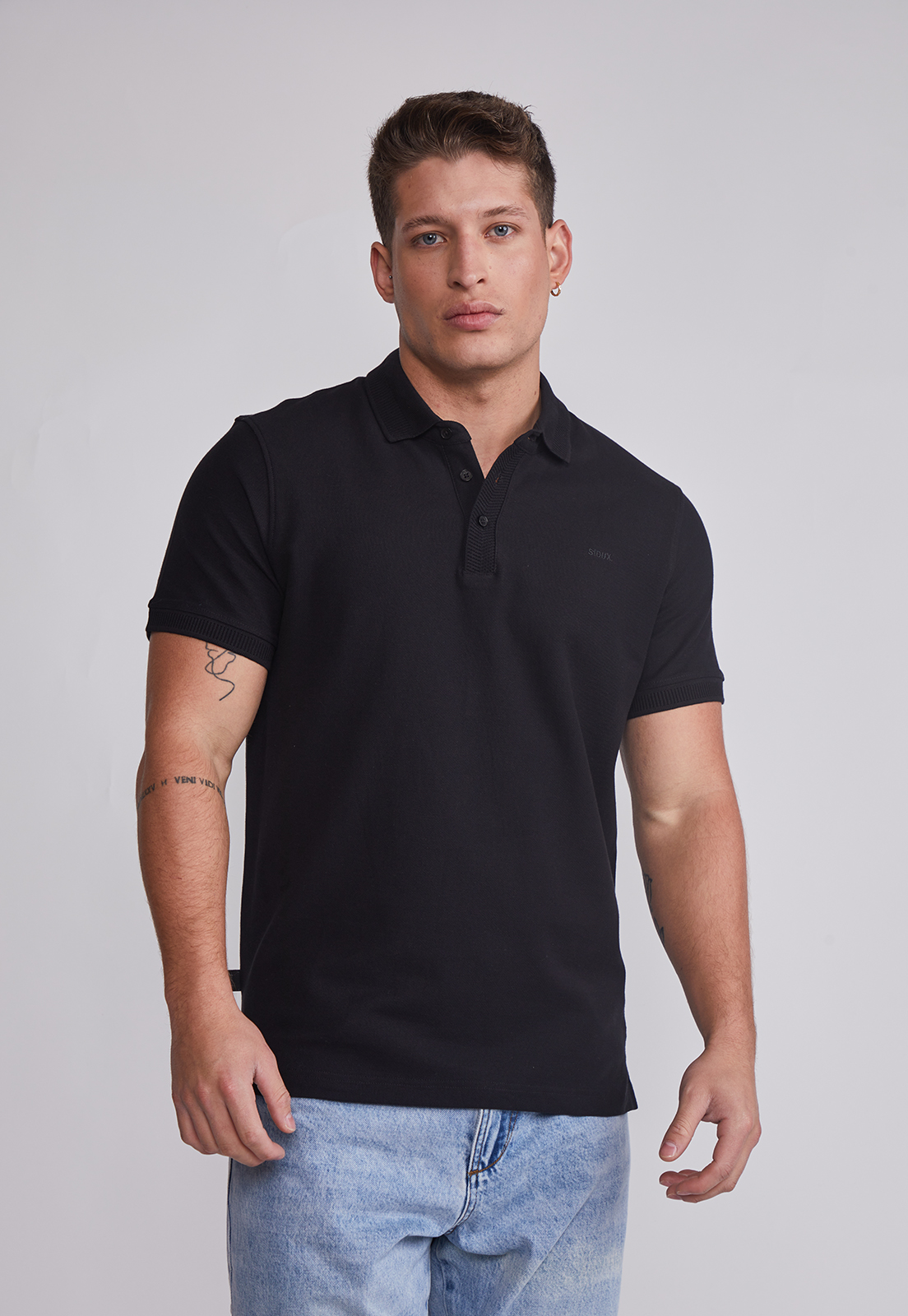 Polera Hombre Piqué Negro Sioux 1