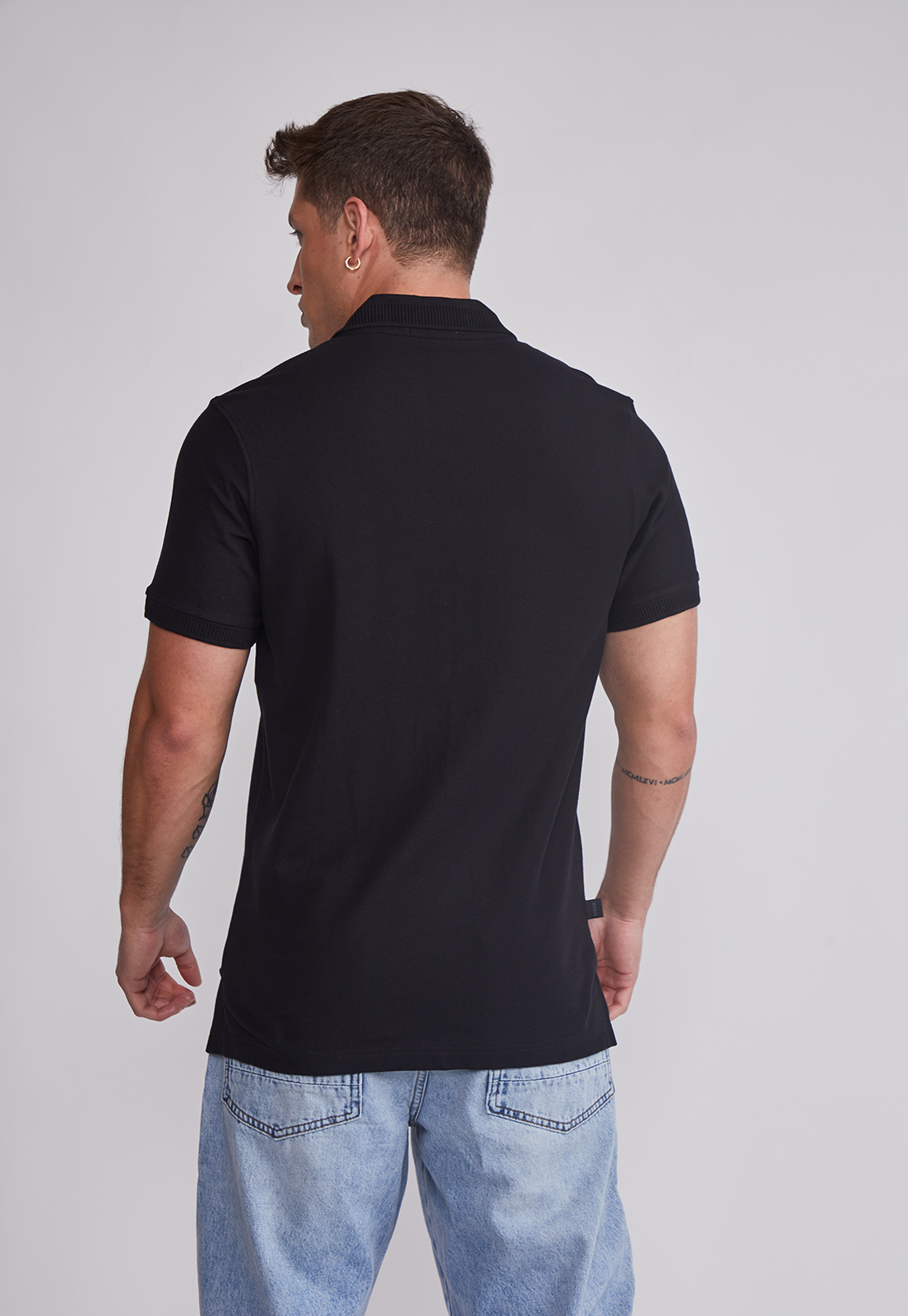 Polera Hombre Piqué Negro Sioux 3