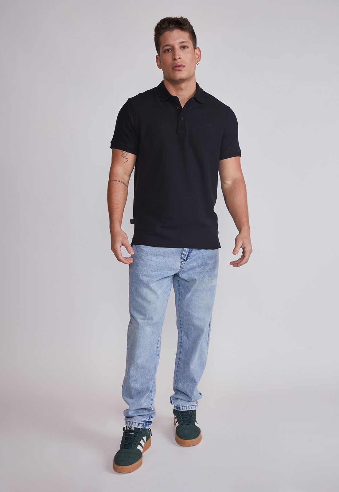 Polera Hombre Piqué Negro Sioux 4