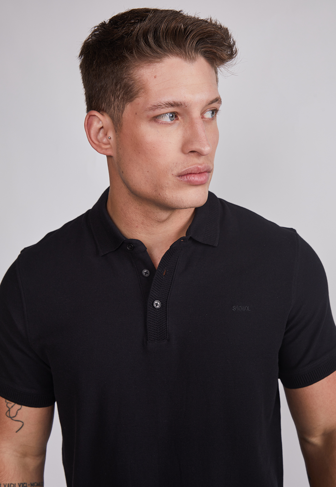 Polera Hombre Piqué Negro Sioux 2