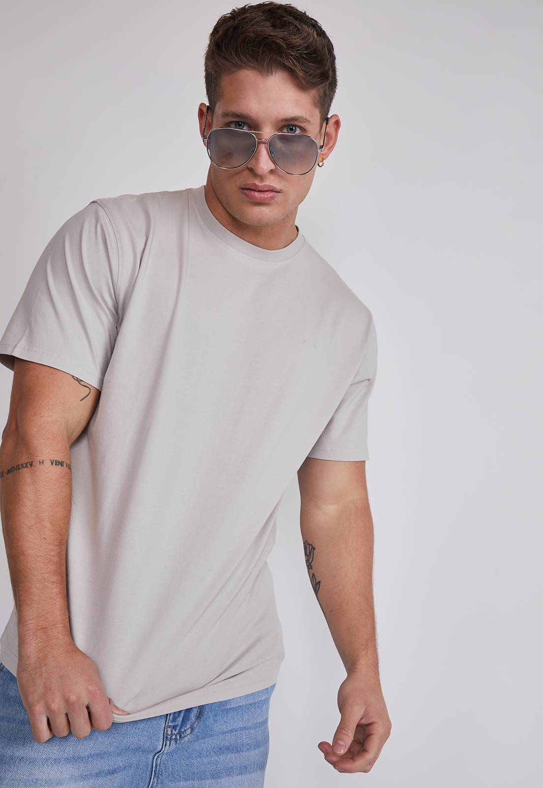 Polera Hombre Basic Gris Sioux 4