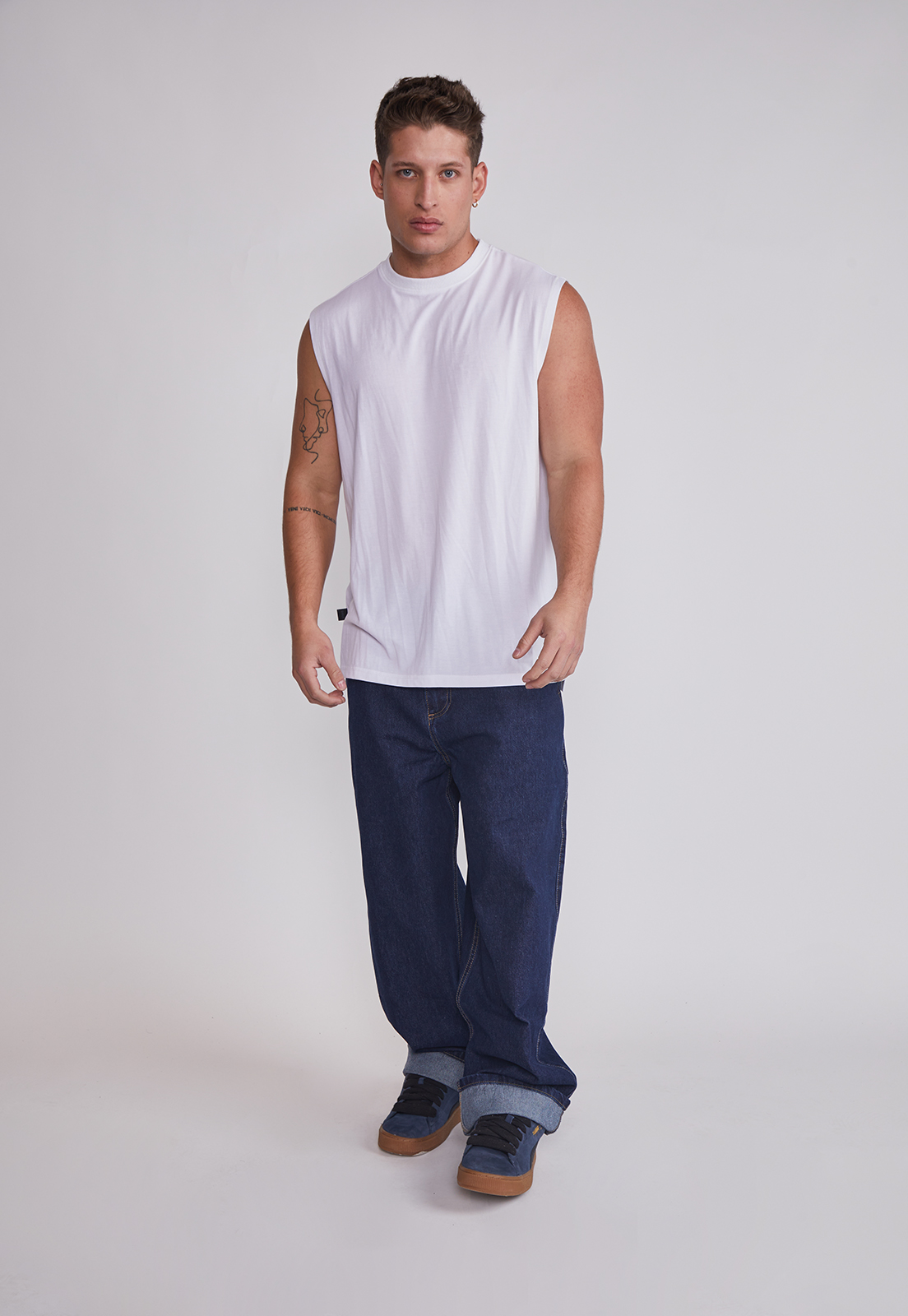 Polera Sin Manga Hombre Oversize Sport Blanco Sioux 3