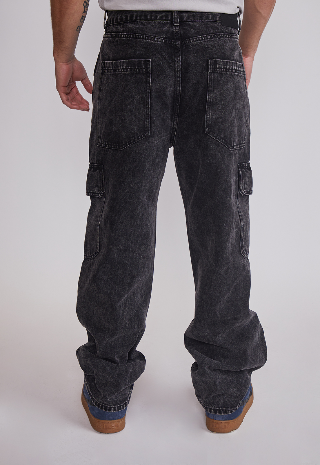 Jeans Hombre Cargo Celeste Negro Sioux 4