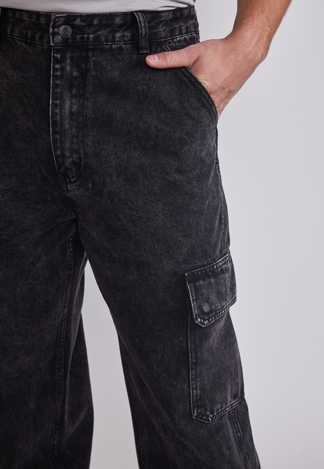 Jeans Hombre Cargo Celeste Negro Sioux 3