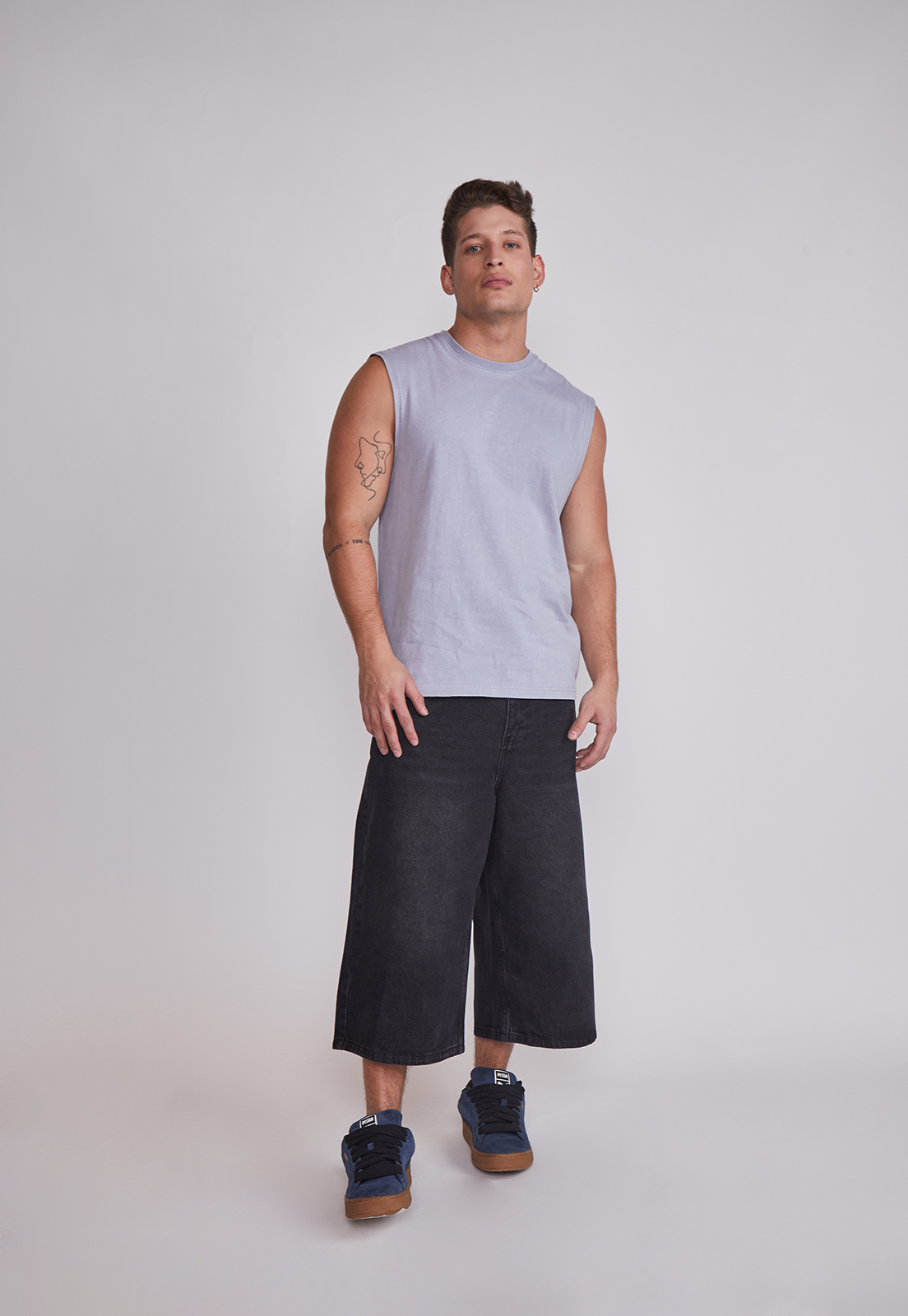 Polera Sin Manga Hombre Lavada Jersey Gris Sioux 3