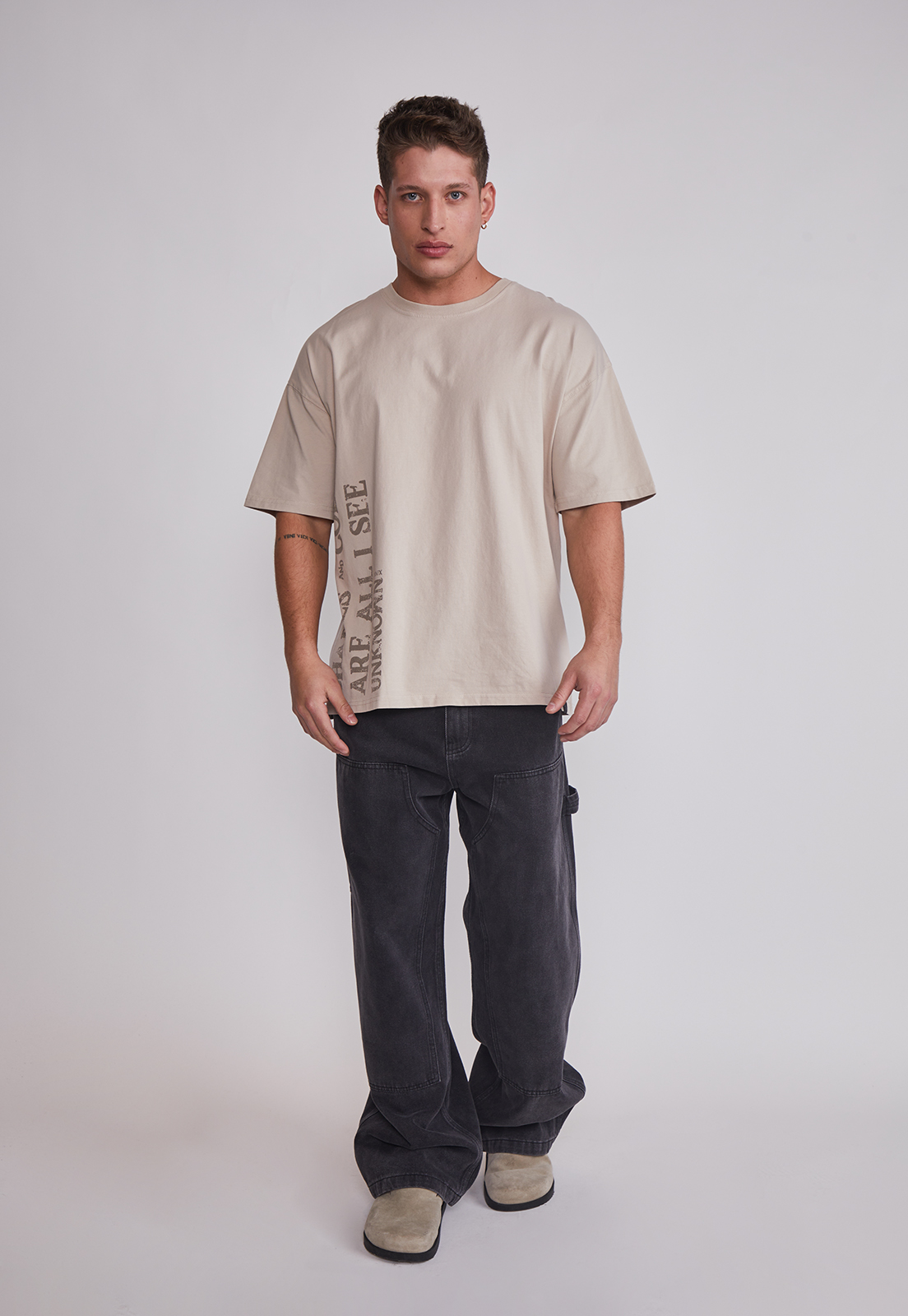 Polera Hombre Letras Beige Sioux 3