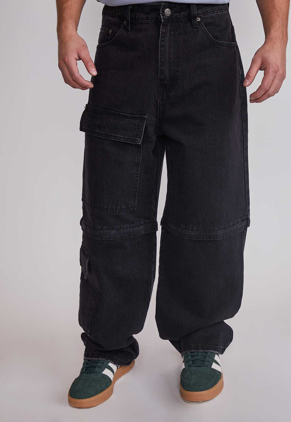 Jeans Hombre Cargo Desmontable Negro Sioux 1