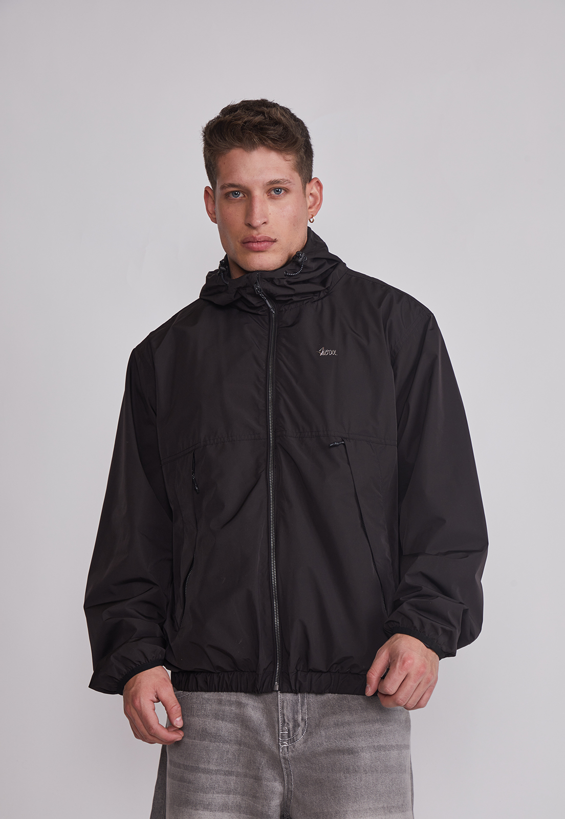 Cortaviento Hombre Con Cierre Metal Negro Sioux 1