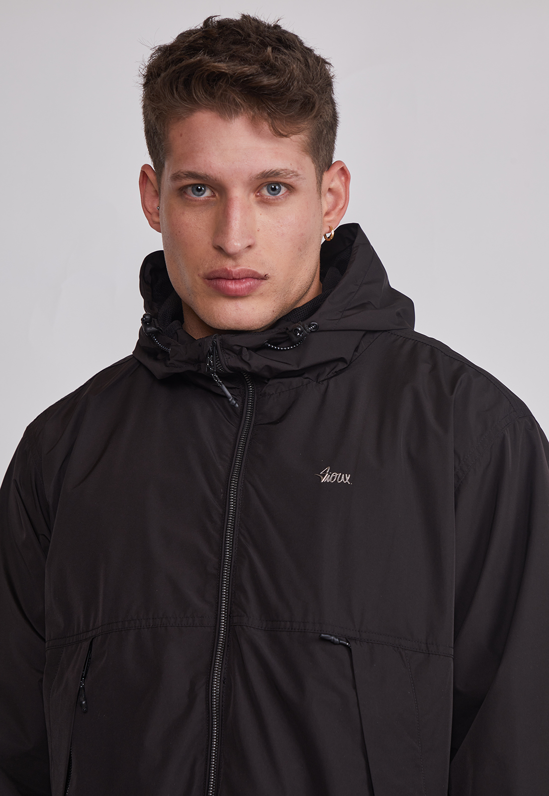 Cortaviento Hombre Con Cierre Metal Negro Sioux 3