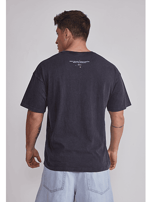 Polera Hombre Lavada Relaxed Negro Sioux