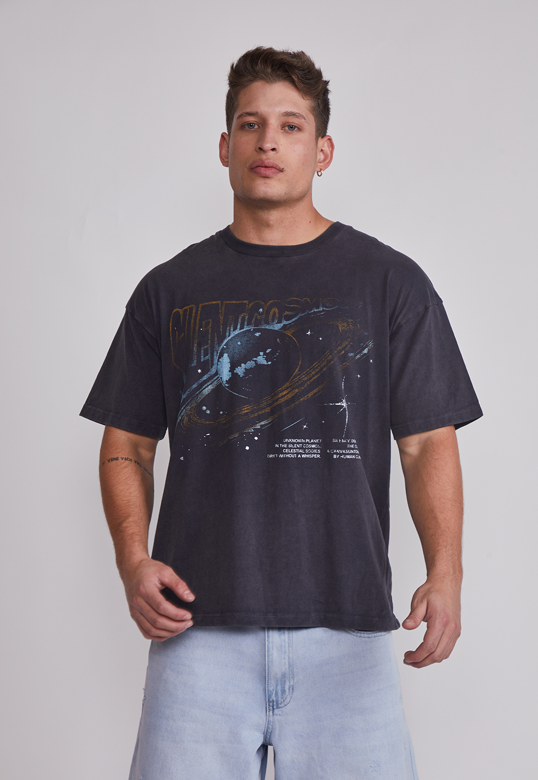 Polera Hombre Lavada Relaxed Negro Sioux 1