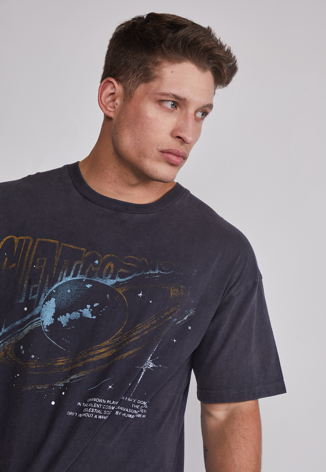 Polera Hombre Lavada Relaxed Negro Sioux 5