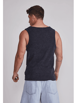 Polera Sin Manga Hombre Lavada Negro Sioux