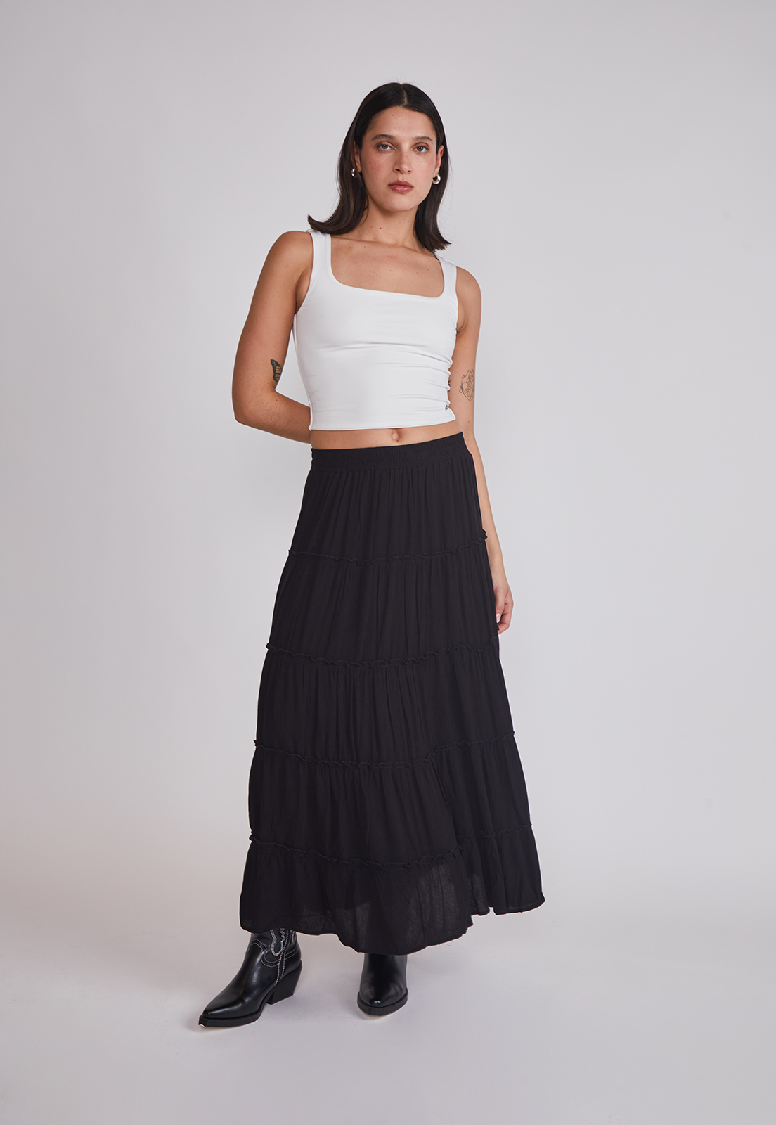 Falda Mujer Rústica Paneles Negro Sioux 5