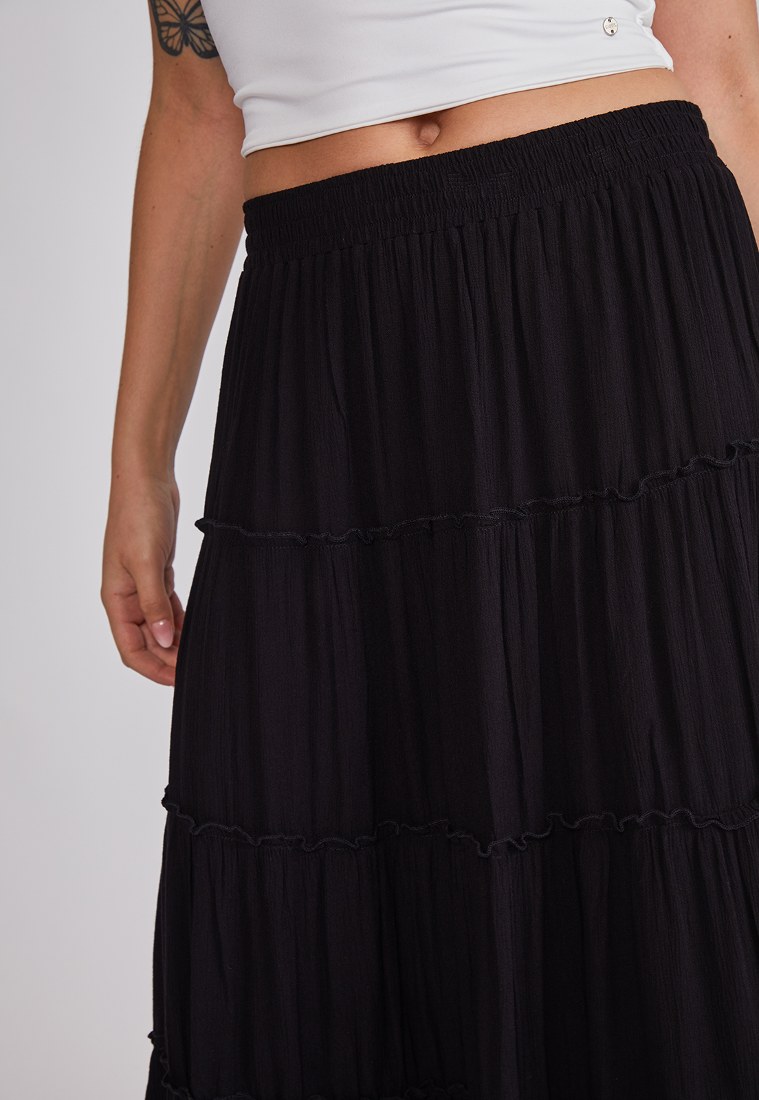 Falda Mujer Rústica Paneles Negro Sioux 3