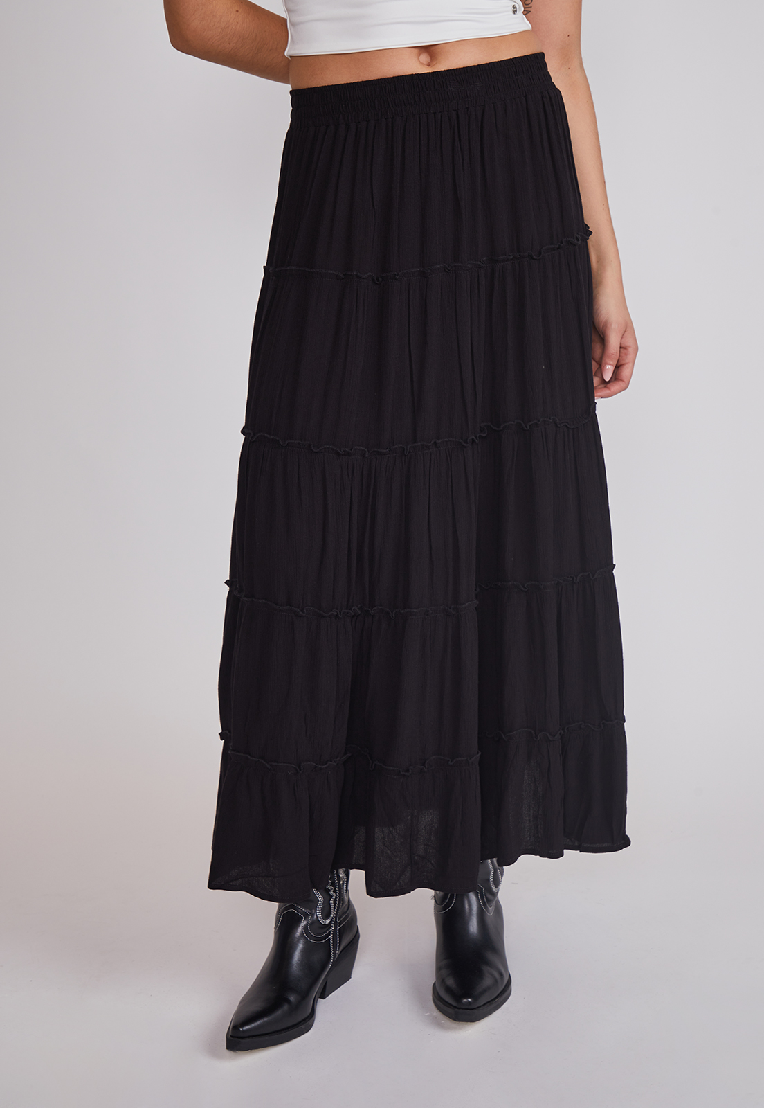 Falda Mujer Rústica Paneles Negro Sioux 1